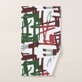 抽象芸術モダンの赤と緑の線 バスタオルセット (ハンドタオル)