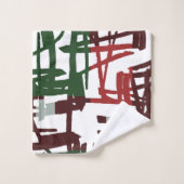 抽象芸術モダンの赤と緑の線 バスタオルセット (ウォッシュタオル)