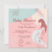 抽象芸術モダンは母を赤ちゃんシャワーにする 招待状 (正面)