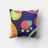 抽象芸術モダンは青いオレンジ色の緑を丸める クッション (裏面)