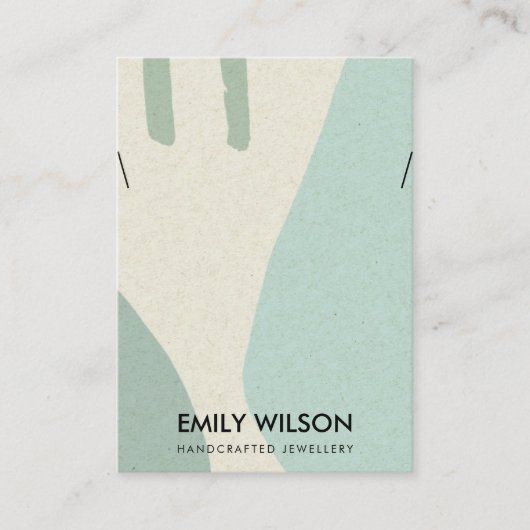 抽象芸術モダンアクアブルーアートネックレスディスプレイ 名刺 (正面)