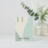 抽象芸術モダンアクアブルーアートネックレスディスプレイ 名刺 (スタンド正面)