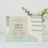 抽象芸術モダンアクアブルーアートリハーサルディナー 招待状 (スタンド正面)