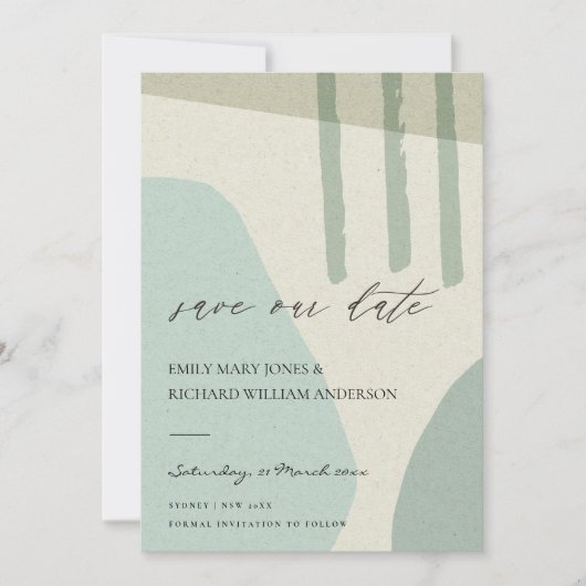 抽象芸術モダンアクアブルークラフト芸術的アート セーブザデート (正面)