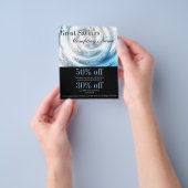 抽象芸術モダンアクアブルーリップルプルーム チラシ (手)