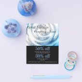 抽象芸術モダンアクアブルーリップルプルーム チラシ (シングル)