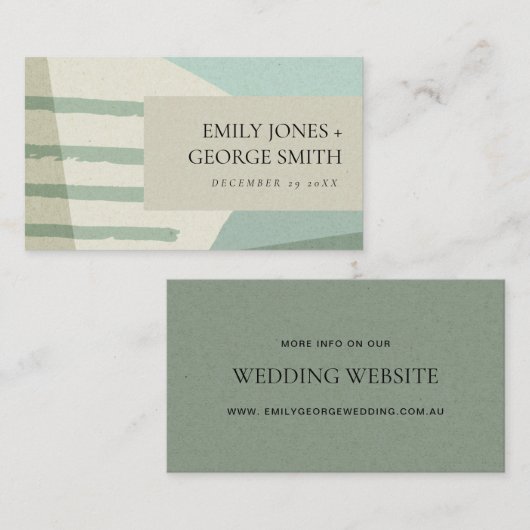 抽象芸術モダンアクアブルー結婚アートの結婚式 名刺 (正面/裏面)