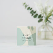 抽象芸術モダンアクアブルー結婚アート スクエア名刺 (スタンド正面)