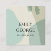 抽象芸術モダンアクアブルー結婚アート スクエア名刺 (正面)