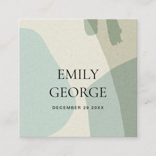抽象芸術モダンアクアブルー結婚アート スクエア名刺 (正面)