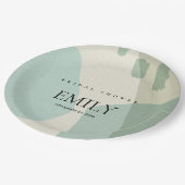 抽象芸術モダンアクアブルー芸術的ブライダルシャワー ペーパープレート (アングル)