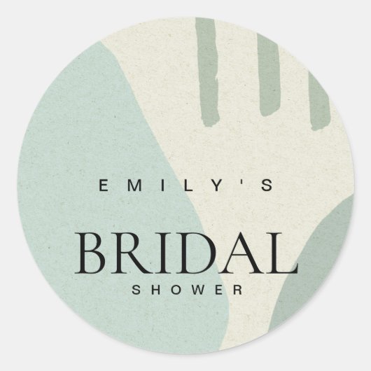 抽象芸術モダンアクアブルー芸術的ブライダルシャワー ラウンドシール (正面)