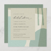 抽象芸術モダンアクアブルー芸術的ブライダルシャワー 招待状 (正面/裏面)