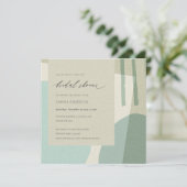 抽象芸術モダンアクアブルー芸術的ブライダルシャワー 招待状 (スタンド正面)