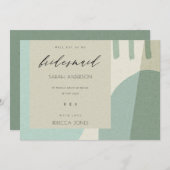 抽象芸術モダンアクア芸術的は僕の花嫁だ 招待状 (正面/裏面)