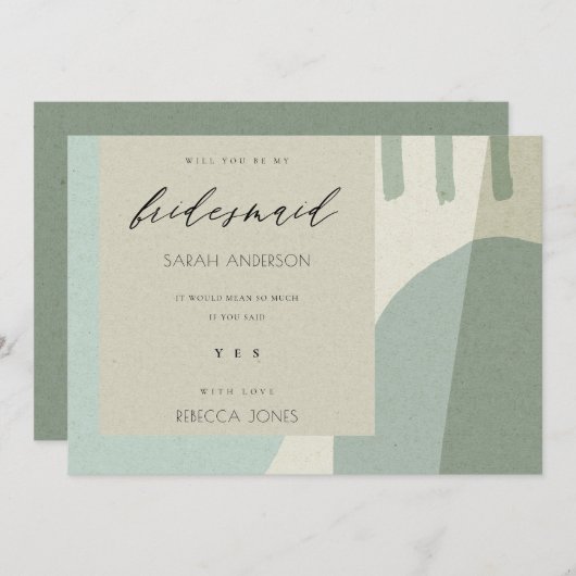 抽象芸術モダンアクア芸術的は僕の花嫁だ 招待状 (正面/裏面)