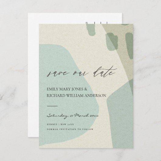 抽象芸術モダンアクア芸術的ブルー 案内ポストカード (正面/裏面)