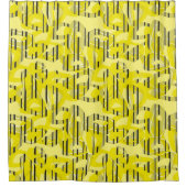 抽象芸術モダンアストライプのート黄白黒十dec シャワーカーテン (正面)