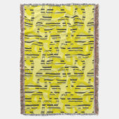 抽象芸術モダンアストライプのート黄白黒十dec スローブランケット (正面縦)