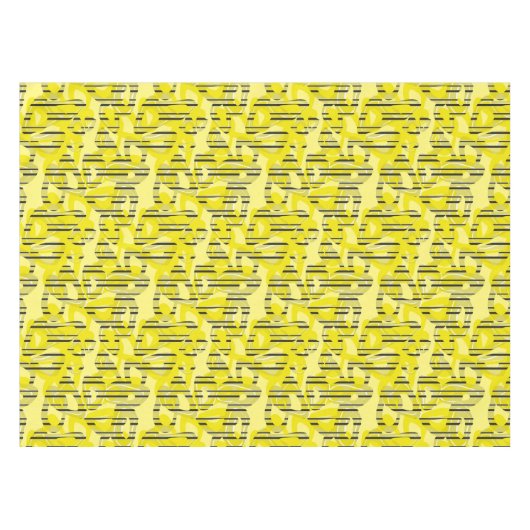 抽象芸術モダンアストライプのート黄白黒十dec テーブルクロス (正面(横))