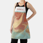 抽象芸術モダンアルコールインクアクア&金ゴールドモノグラム エプロン (インサイチュ)