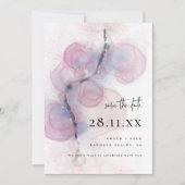 抽象芸術モダンアルコールインクアートピンク日付を保存 招待状 (正面)