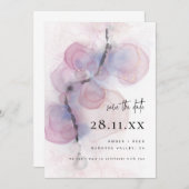 抽象芸術モダンアルコールインクアートピンク日付を保存 招待状 (正面/裏面)