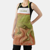 抽象芸術モダンアルコールインクパープル&金ゴールドモノグラム エプロン (インサイチュ)