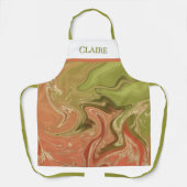 抽象芸術モダンアルコールインクパープル&金ゴールドモノグラム エプロン (正面)