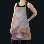 抽象芸術モダンアルコールインクパープル&金ゴールドモノグラム エプロン<br><div class="desc">このモダンデザインは紫モダン、オレンジ、ラベンダーアルコールインクの抽象芸術渦巻きと金ゴールド名前でパーソナライズを特徴とする。衣服料理や工芸用に作る。誕生日ま素晴らしたは母の日の贈り物を作る。Simple Farmhouse Pressによって作成。</div>