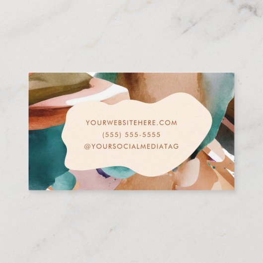 抽象芸術モダンアーストーンテラコッタティール（緑がかった色） 名刺 (裏面)