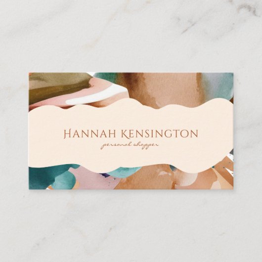 抽象芸術モダンアーストーンテラコッタティール（緑がかった色） 名刺 (正面)