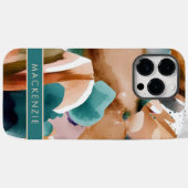 抽象芸術モダンアーストーンテラコッタティール(緑がかった色) Case-Mate iPhoneケース (裏面 (横))