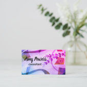 抽象芸術モダンアートのシックな紫と青 名刺 (スタンド正面)