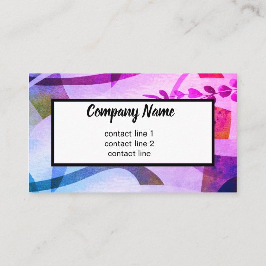 抽象芸術モダンアートのシックな紫と青 名刺 (裏面)