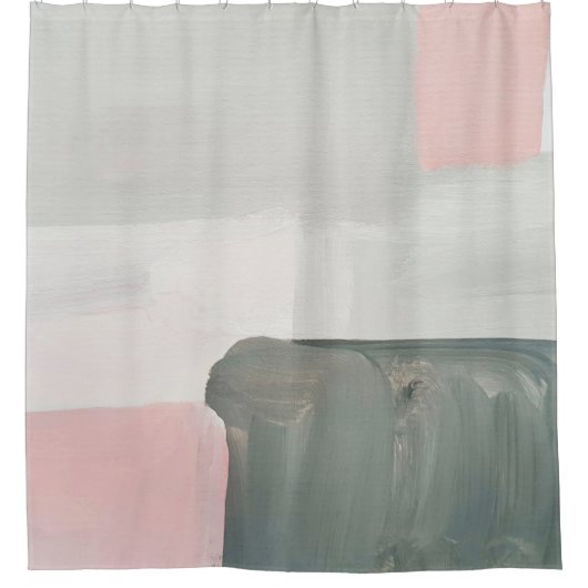 抽象芸術モダンアートの背景ピ絵画ンク、グラ シャワーカーテン (正面)