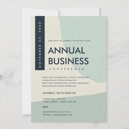 抽象芸術モダンアートアクアブルー会議イベント 招待状 (正面)