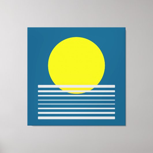 抽象芸術モダンアートイエローサンアンドシーランドスケープ キャンバスプリント (正面)