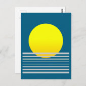 抽象芸術モダンアートイエローサンアンドシーランドスケープ ポストカード (正面/裏面)