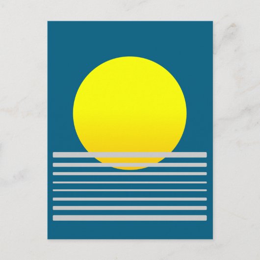 抽象芸術モダンアートイエローサンアンドシーランドスケープ ポストカード (正面)