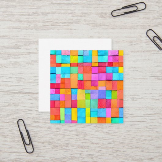 抽象芸術モダンアートウォーターカラーアーティストオフィスカラー スクエア名刺 (正面/裏面インサイチュ)