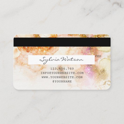 抽象芸術モダンアートウォーターカラークレジットカードスタイル 名刺 (裏面)