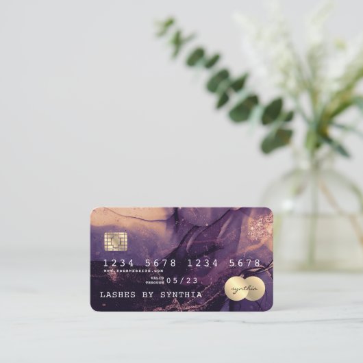 抽象芸術モダンアートウォーターカラークレジットカードスタイル 名刺 (スタンド正面)