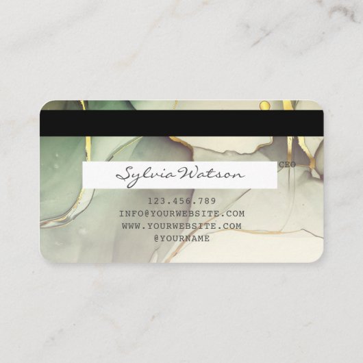 抽象芸術モダンアートウォーターカラークレジットカードスタイル 名刺 (裏面)