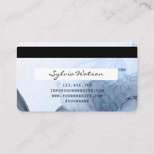 抽象芸術モダンアートウォーターカラークレジットカードスタイル 名刺 (裏面)