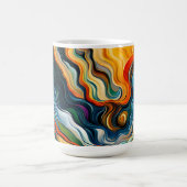 抽象芸術モダンアートカラーウェーブズモノグラム コーヒーマグカップ (中央)