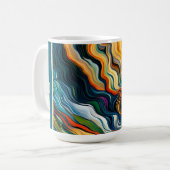 抽象芸術モダンアートカラーウェーブズモノグラム コーヒーマグカップ (正面左)
