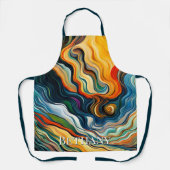 抽象芸術モダンアートカラーウェーブ エプロン (正面)