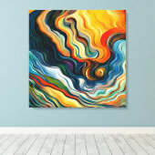 抽象芸術モダンアートカラーウェーブ キャンバスプリント (インサイチュ (ウッドフロア))