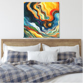 抽象芸術モダンアートカラーウェーブ キャンバスプリント (インサイチュ (寝室))